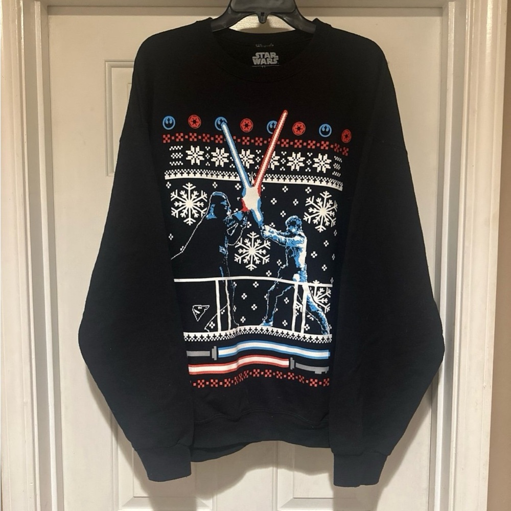 Star Wars Christmas Ugly Sweater Men's 2XL Black Darth Vader Luke Skywalker